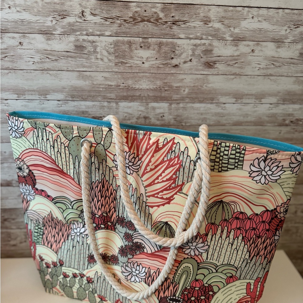Alfa Vibrant Tropical Tote Bag with Rope Handles Summer Desert NWT